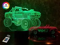 3D нічник "Автомобіль 4" (ВОЛІЧНЕ ЗОБРАЖЕННЯ) + пульт ДК + мережевий адаптер + батарейки (3ААА)  3DTOYSLAMP