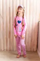 Комплект хлопковый детский для дома и сна для девочки Слоники Розовый на рост 128 11942
