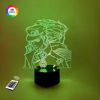 3D ночник "Джотаро Куджо" (УВЕЛИЧЕННОЕ ИЗОБРАЖЕНИЕ)+ пульт ДУ + сетевой адаптер + батарейки (3ААА)  3DTOYSLAMP