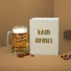 Кружка для пива "Кухоль щасливої людини" в деревянной подарочной коробке с гравировкой
