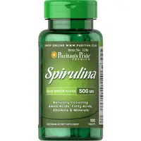 Натуральная добавка Puritan's Pride Spirulina 500 mg, 100 таблеток