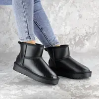 Жіночі шкіряні уггі Fashion Hussy 1336 36 розмір 23 см Чорний