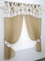 Кухонний комплект, (280х170см.) шторки з ламбрекеном і підхватами. Колір темно-бежевий. Код 084к 52-0598