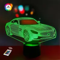 3D ночник "Автомобиль 40" (УВЕЛИЧЕННОЕ ИЗОБРАЖЕНИЕ)+ сетевой адаптер + батарейки (3ААА)  3DTOYSLAMP