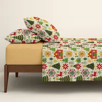 Полуторное постельное белье с простыней на резинке CHRISTMAS