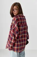 Сорочка в клітинку з напівкруглим низом - темно-червоний колір, ONE SIZE