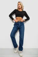 Джинси жіночі однотонні MOM FIT, колір синій, 244R8184