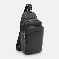 Чоловічий рюкзак шкіряний через плече Borsa Leather K1a1003bl-black