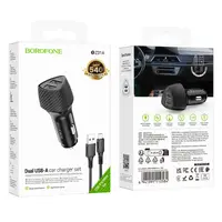 Адаптер автомобильный BOROFONE Solid dual-port car charger Micro USB Set BZ31A |2USB, 17W/3.4A Max|