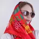 Платок шелковый Армани с принтом  Голубка на червоному фоні 68х68 см (HUST_25M036)
