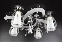 Люстра стельова Космос з кольоровим LED підсвічуванням та авто відключенням з пультом 25275 Чорний 20х53х53 см.