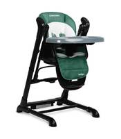Крісло-гойдалка + стільчик для годування дитини 2в1 Caretero INDIGO Black Green / Дитяче крісло гойдалка