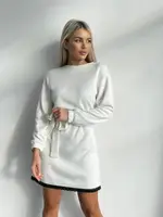 Теплое платье AO095 Молочное Oversize XL-3XL
