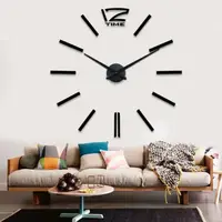 Большие настенные 3D часы (наклейки) DIY Clock Black (3726)