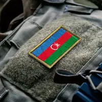 Шеврон на липучці Прапор Азербайджану 3,2х5,7 см вишитий патч нашивка Азербайджан