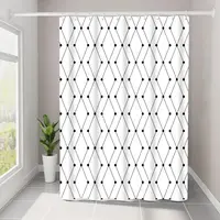 Шторка для ванной комнаты Bathlux 180 x 180 люкс качество с водоотталкивающим покрытием, Белая с черным
