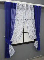 Кухонні шторки (260х170см), на карниз 1,5-2м. Колір синій з білим. Код 083к 52-1045