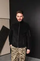 Кофта флісова чоловіча військова тактична з липучками під шеврони Піксель 8704 48 розмір чорна