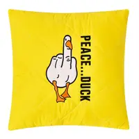 Подушка декоративна 40х40 Peace... Duck IDEIA бойовий гусак з вишивкою антиалергійна жовта Гус