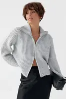 Кардиган на блискавці з крупної в'язки - сірий цвет, ONE SIZE