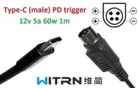 Переходник на 12v (max 5a, 60w) 4pin LP (Kycon) 1m з USB Type-C (male) Power Delivery PD (WITRN) тригер (A class) 1 день гар.