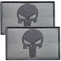 Набор шевронов 2 шт с липучкой Череп Карателя Punisher серый 5х8 см вышитый патч нашивка шеврон