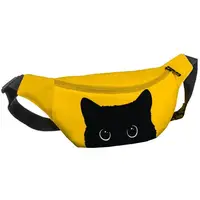 Сумка-бананка Bumbag унисекс на пояс и через плечо Черный котик 27x16 см