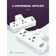 HUB адаптер сетевой with touch LED Lamp LDNIO SC2311 |2500W, 2Sockets, 2USB/1Type-C, QC/PD, 3A/20W|