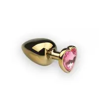 Анальная пробка,Gold Heart Pink Topaz L