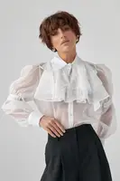 Прозора блуза з мереживними вставками - білий цвет, ONE SIZE