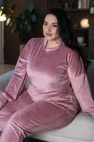 Жіноча тепла піжама брючна XXL Пп1500 Пудра