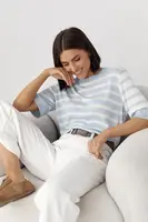 Смугаста футболка з віскозного плетіння - блакитний цвет, ONE SIZE