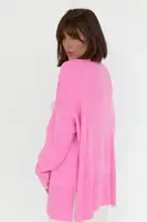 Жіноча кофта oversize з кишенею на грудях - рожевий колір, S
