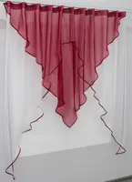 Кухонна фіранка на карниз 1,5-2м. Колір червоний з білим. 009к