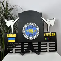 Великий дерев'яний тримач для медалей з відділенням для грамот Тхеквондо