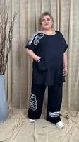 Свободный костюм из двунитки "Колин" (футболка + брюки) Oversize 66-68 70-72 74-76