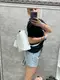 Черная с красным внутри - сумка-рюкзак Lady Bags на два отделения на молнии, со съемными кисточками (0387)