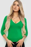 Футболка женская с удлиненным рукавом, цвет зеленый, 186R106
