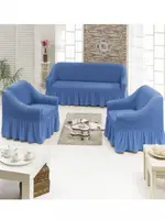 Чохол на диван і два крісла з спідницею Синій Home Collection Evibu Туреччина 50025
