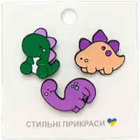 Металлические значки (пины) "Динозавры", 3 штуки