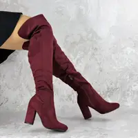 Жіночі ботфорти на підборах Fashion Caitlyn 1442 36 розмір 23,5 см Бордовий