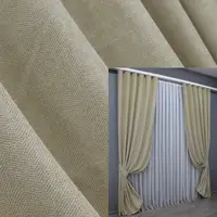 Комплект готовых штор из ткани лен. Цвет молочный. Код 1424ш 2.5 (2шт. 2,5х2,7м.)