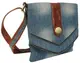 Джинсовая молодежная сумка с ремнем на плечо Fashion jeans bag голубая