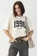 Футболка oversize з принтом 1990 - кремовий цвет, ONE SIZE