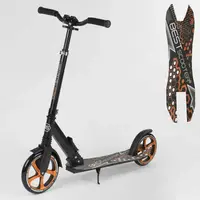 Самокат детский Best Scooter с PU колесами, зажимом руля и 1 амортизатором Black/Orange (88917)