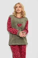 Піжама жіноча махра, колір оливково-червоний, 238R58435