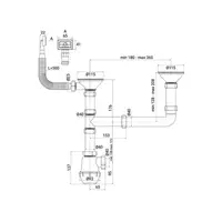 Сифон для кухні ZERIX SK-03-A 3 1/2"x40 з двома різьб. випусками та відведенням для стиральної машини