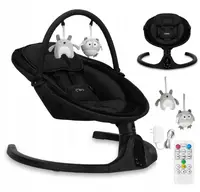Заколисуючий центр для дитини MoMi Kenani Onyx / Качалка з Bluetooth, шезлонг дитячий чорний