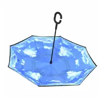 Зонт Lesko Up-Brella Блакитне небо новинка смарт парасолька зворотного складання ручка Hands Free розумний парасольку