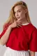 Футболка oversize з контрастною горловиною - червоний цвет, S